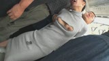 満員電車で羽交い絞めにされ切り裂きマキシワンピの隙間から乳首だけを徹底的に開発されるアヘ顔敏感女　水川潤9