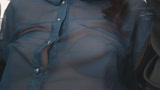 電車の中でインナーを抜き取られ透け巨乳を見られる羞恥で抵抗できないシアーシャツ女子17